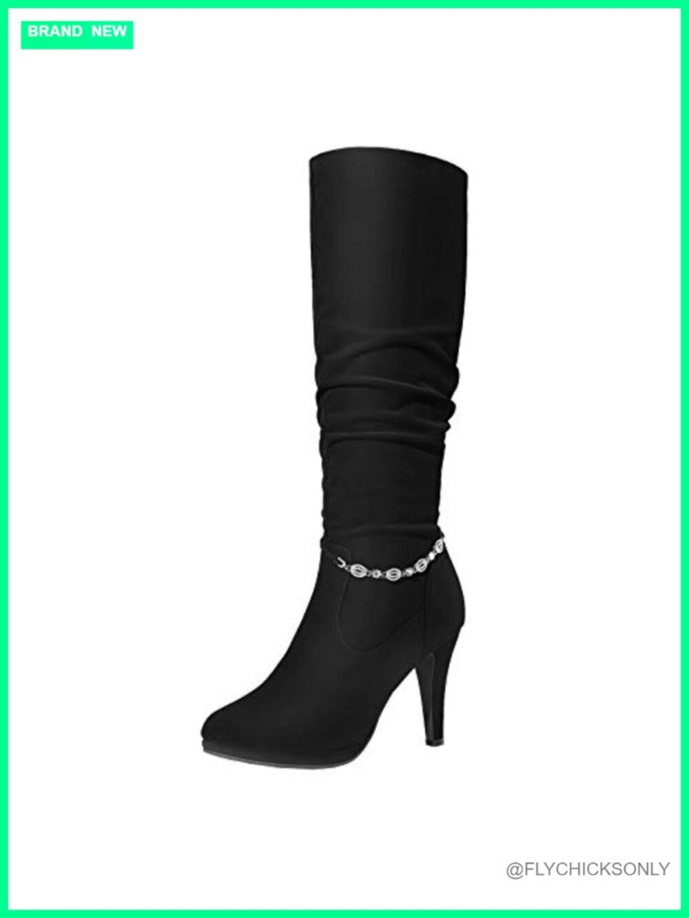 Women's Stiletto Platform Knee High Boots Faux Fur Lined Side Zip
